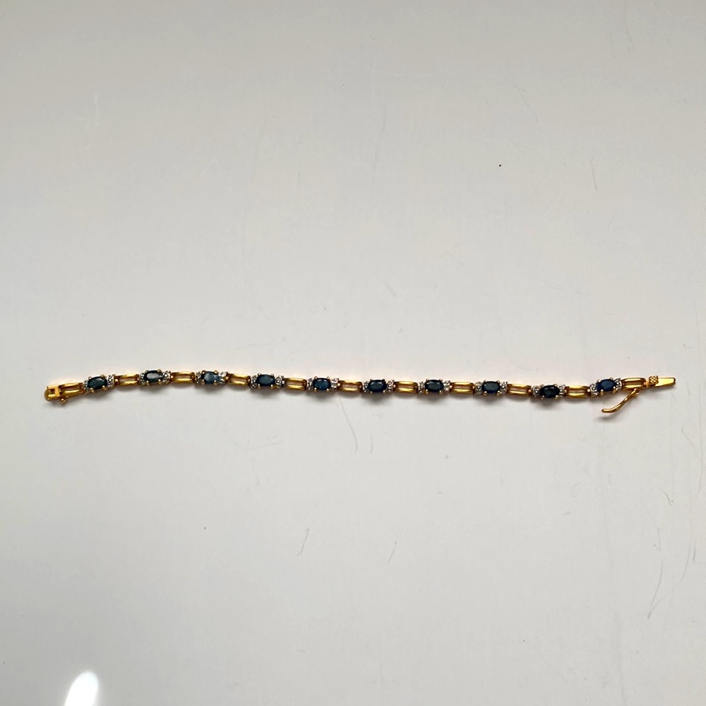 Gold plated lab created sapphire and diamond bracelet